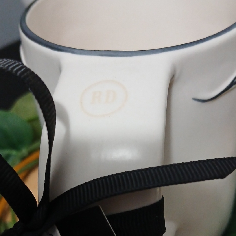 Rae Dunn White Mug with Black Script and Scroll Accents NWT - Picture 3 of 8